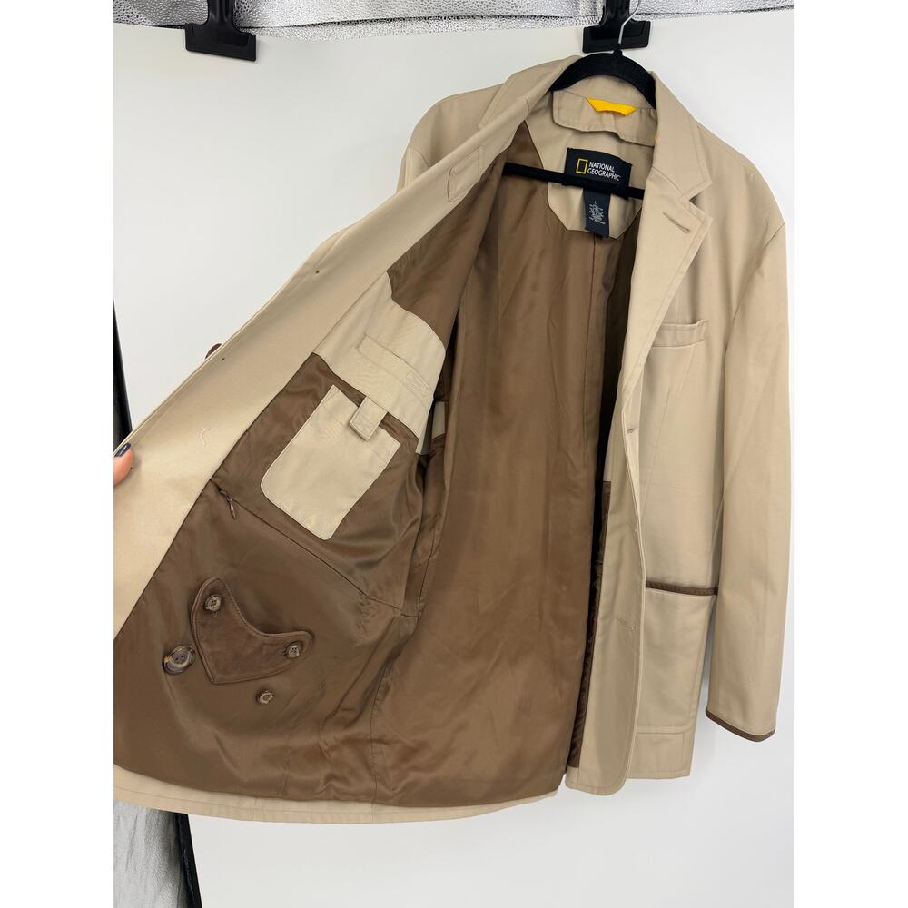 National Geographic Field Jacket Mens L Khaki Travel Safari Multi Pocket Blazer - Picture 10 of 16